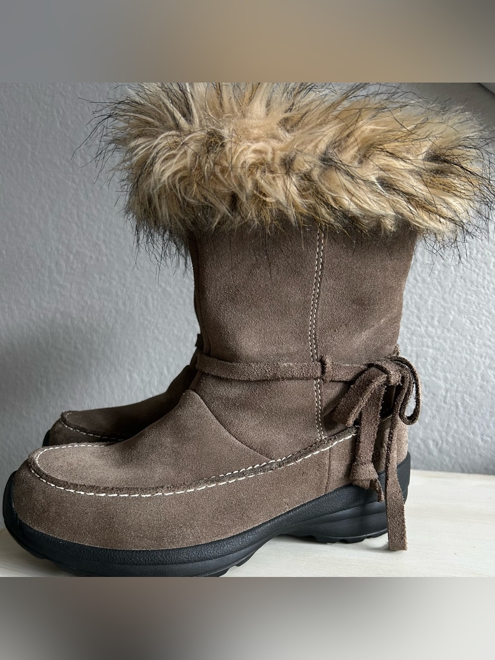 Sorel Northern Lite Tall Suede Faux Fur Winter Boots Brown Women’s Size 8,EC